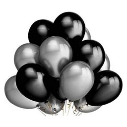 AMFIN Metallic Balloons with Ribbons set Black & Silver - Pack of 26-image-69