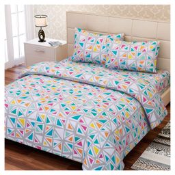 SEJ by Nisha Gupta Cotton California Double Bedsheet Set With Pillow Cover -  Blue-image-98