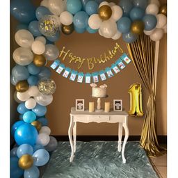 Puchku  1st Happy Birthday Combo For  Party Decoration Blue White - Pack of 83-image-2