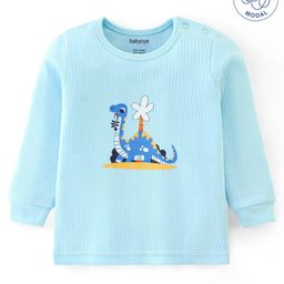 Babyoye Cotton Modal Knit Full Sleeves Dino Print Thermal Vest - Blue-image-91