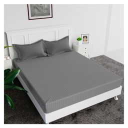 Kuber Industries Double Bedsheet with 2 Pillow Covers144 TC Glace Cotton BedsheetSatin Striped Bedsheet for HomeHotelBedroom90x100 InchGray-picture-33