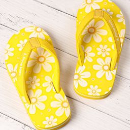 Pine Kids Slip On Flip Flops Floral Print - Yellow-image-25