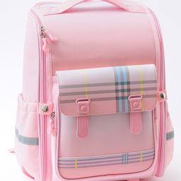 Bonfino Checks Print Backpack Pink - Height 15 Inches-image-64