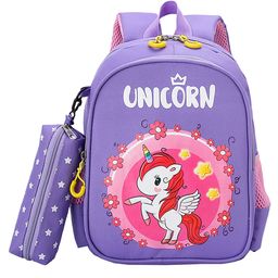 SYGA Kids School Bag with Pencil Case, Cute Unicorn Design Suitable for Kindergarten Student (Purple)-13