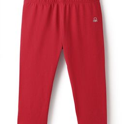 UCB Cotton Knit Full Length Solid Colour Leggings - Red-image-35