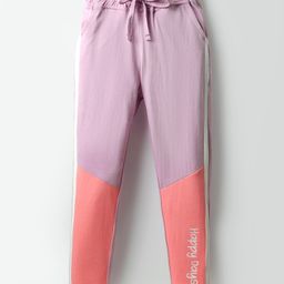 Olio Kids Cotton Knit Full Length Lounge Pant With Happy Days Print & Cut & Sew Design - Purple-image-71