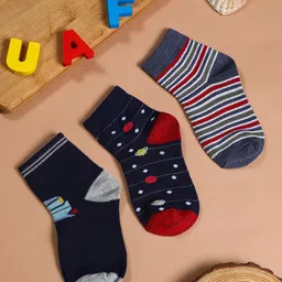 YK Kids Boy Pack Of 3 Striped Ankle-Length Socks-image-37