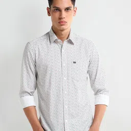 Arrow Men Classic Spread Collar Micro Ditsy Printed Cotton Casual Shirt-image-56