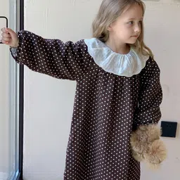 LULU & SKY Polka Dot Print Puff Sleeve A-Line Dress-picture-15