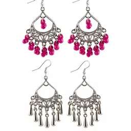 Creative Frogs Silver Oxidize Drop Earrings - Set Of 2-44