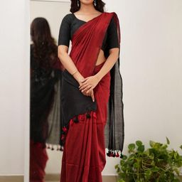 VILLE FASHION Linen Blend Kota Saree-image-22