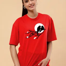 TQH Women Printed Drop-Shoulder Sleeves Pockets T-shirt-picture-44