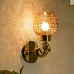 kapoor lampshades Brass Plantation Single Light Glass & Metal Wall Light-picture-27