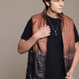 The Roadster Life Co. Stand Collar Sleeveless Graphic Printed Padded Jacket-image-38