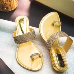 NR by Nidhi Rathi Women's Golden Toe Ring Wedges-image-10