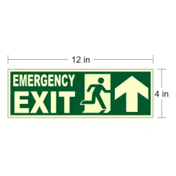 Being Safe 12" x 4" Emergency Exit With Running Man and Up Arrow Sign Board ISP-008-2