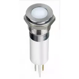 RS PRO White Panel Mount Indicator 12V DC, Mounting Hole Size 12 mm, Termination Type Faston, Solder Lug, IP Rating IP67, Model No 1246425-18