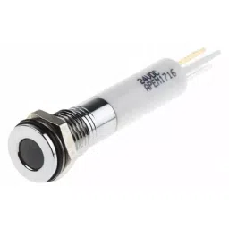 RS PRO White Panel Mount Indicator 24V DC, Mounting Hole Size 8 mm, Termination Type Faston, Solder Lug, IP Rating IP67, Model No 8385602-36