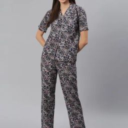 Cation Navy Printed Shirt With Pyjamas-image-53