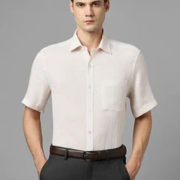 Louis Philippe Cream Linen Regular Fit Shirt-image-83