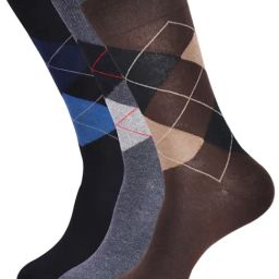 BALENZIA Classic Argyle Multicolor Printed Socks - Pack of 3-11