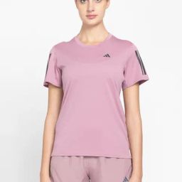 adidas Pink Logo Print Sports T-Shirt-image-31