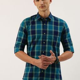 Peter England Men Slim Fit Opaque Checked Casual Shirt-picture-12