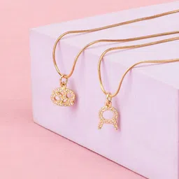 SALTY Set Of 2 Stones-Studded Cancer & Taurus Pendant With Chain-57