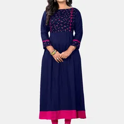 KALINI Women Blue Anarkali Kurta-image-48