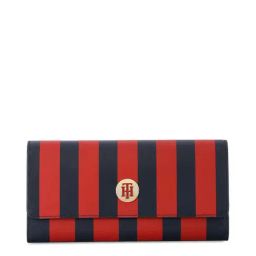 TOMMY HILFIGER Red Nathalie Striped Leather Wallet-image-24