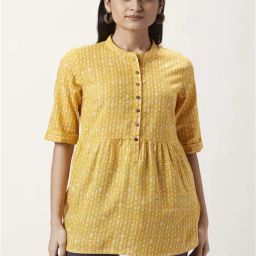 Akkriti by Pantaloons Yellow Cotton Printed Tunic-picture-5