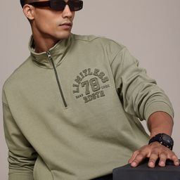 The Roadster Life Co. Relaxed Fit Applique Detailed Mock Neck Sweatshirt-image-57