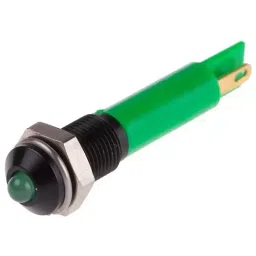 RS PRO Green Panel Mount Indicator 12V DC, Mounting Hole Size 6 mm, Termination Type Solder Tab, Model No 206744-12