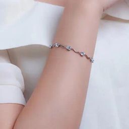 YouBella Stylish Latest Design Crystal Jewellery Silver-Plated Flexible fit Bracelet-33