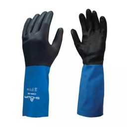 Showa Black Cotton Chemical Resistant Waterproof Work Gloves Size 9 Latex Neoprene Coating, BSTCHMS3-image-80