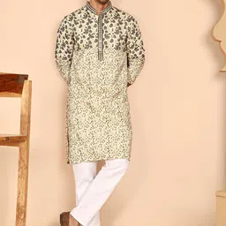 Men Floral Printed Ethnic Kurta with Pyjama-picture-10