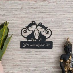 eCraftIndia Black Wood Cats With You Are My Person Quote Cut Out Wall Hanging-picture-28