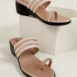 IKAGI Women Embellished Ethnic Open Back Heels-14