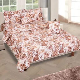 Myntra Elegant Homes Cream-Coloured 6 Pieces Cotton Double King Superfine Bedding Set-image-8