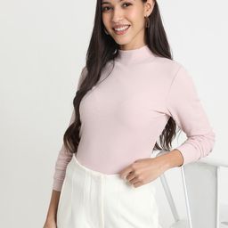 R&B Women Self Design High Neck Cotton Fitted Top-picture-29