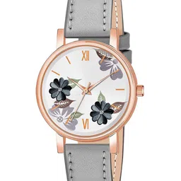JUST LIKE Girls Printed Dial & Stainless Steel Straps Analogue Watch 81-Flowers Grey-15