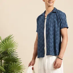 Mast & Harbour Men Slim Fit Printed Cuban Collar Casual Shirt-image-48