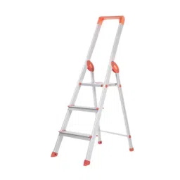 Bathla Prime Ladder 3 Step 2.1 Ft (65 cm) Aluminium Silver & Orange-image-35