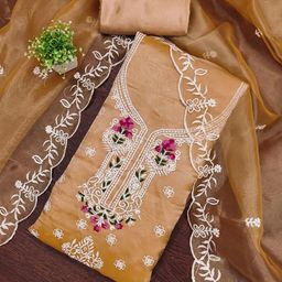 KALINI Embroidered Organza Unstitched Dress Material-image-25