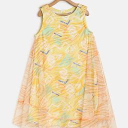 MINIKLUB Kids Yellow Printed Dress-image-40