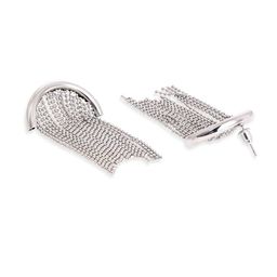 Rubans Rhodium-Plated Half-Moon Tassel Drop Earrings image 3