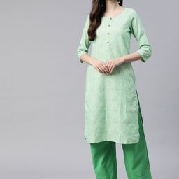 Rangriti Women Cotton Self-Design Kurta with Palazzos-image-43