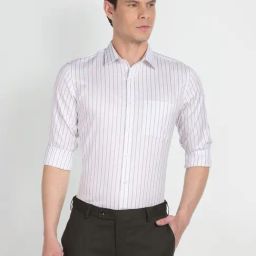Arrow White Cotton Regular Fit Striped Shirt-picture-40