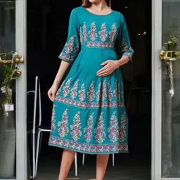 True Shape Women Printed Floral Maternity Anarkali Kurta-image-76