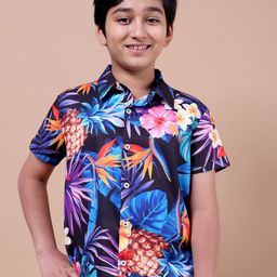 YK Boys Standard Fit Floral Printed Spread Collar Casual Shirt-54